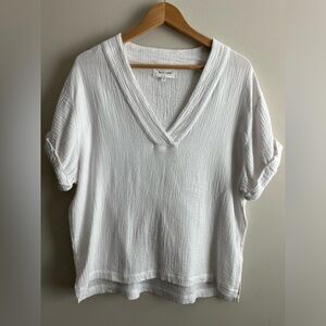 Dear John Jailee Rolled Sleeve White Top Size Small